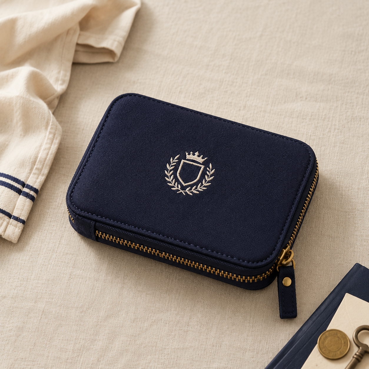 Zippered cash and coin banker bag with logo