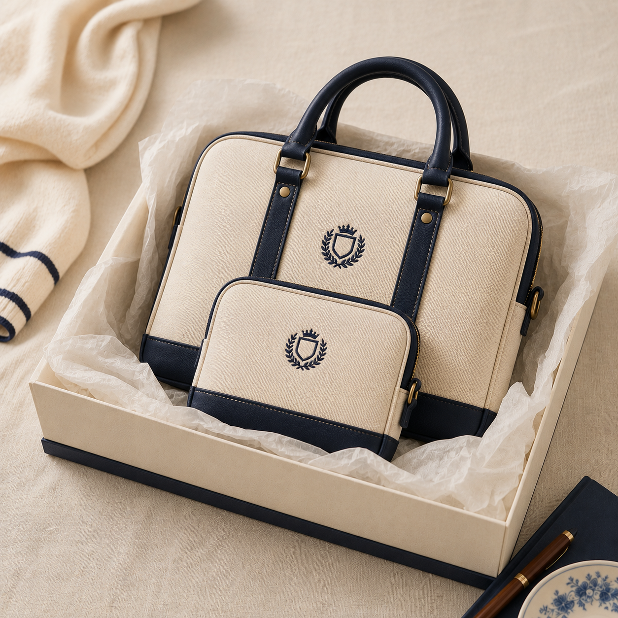 Corporate banker bag gift set with logo