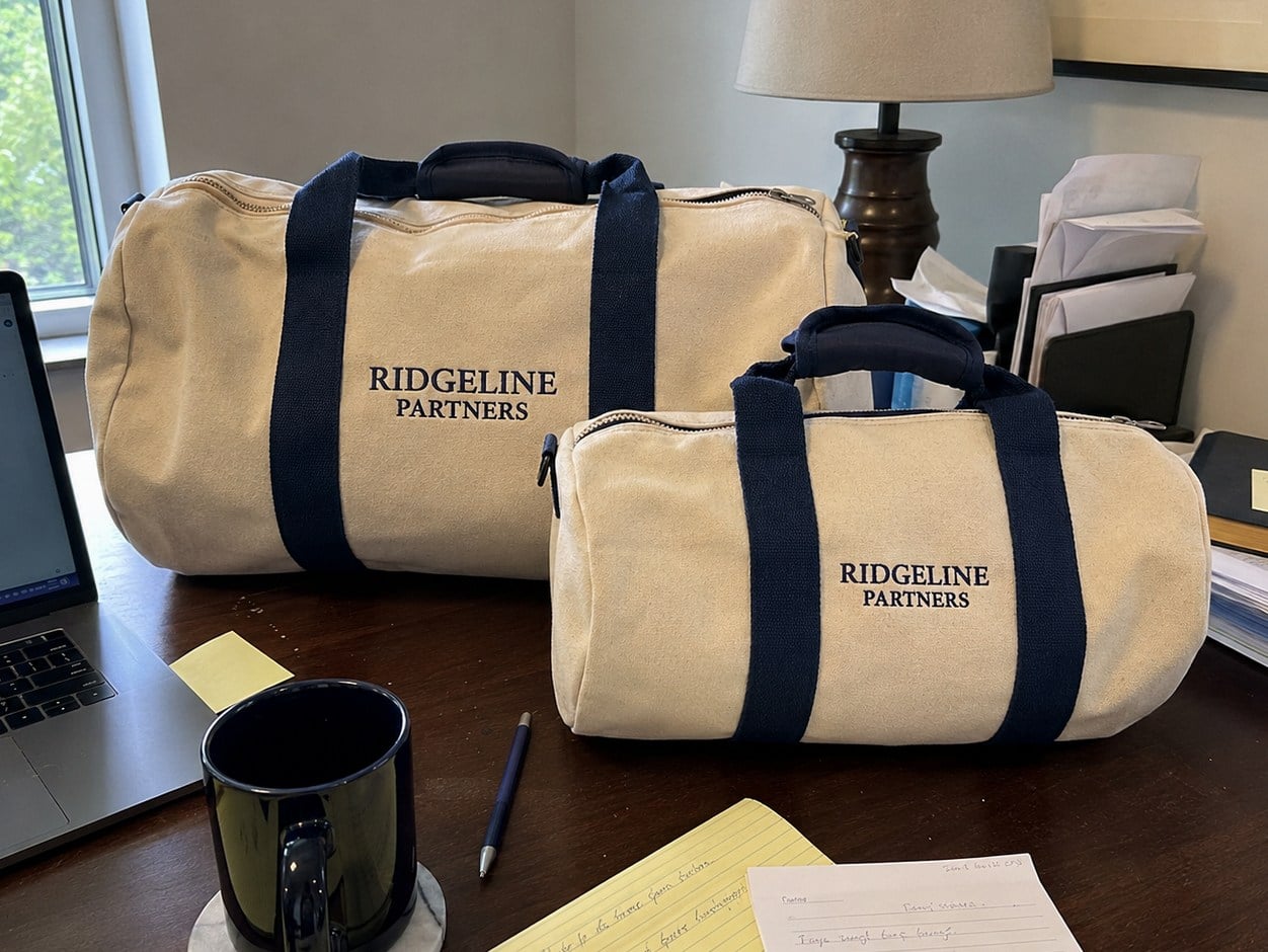 Banker bags with embroidered logo — customer photo